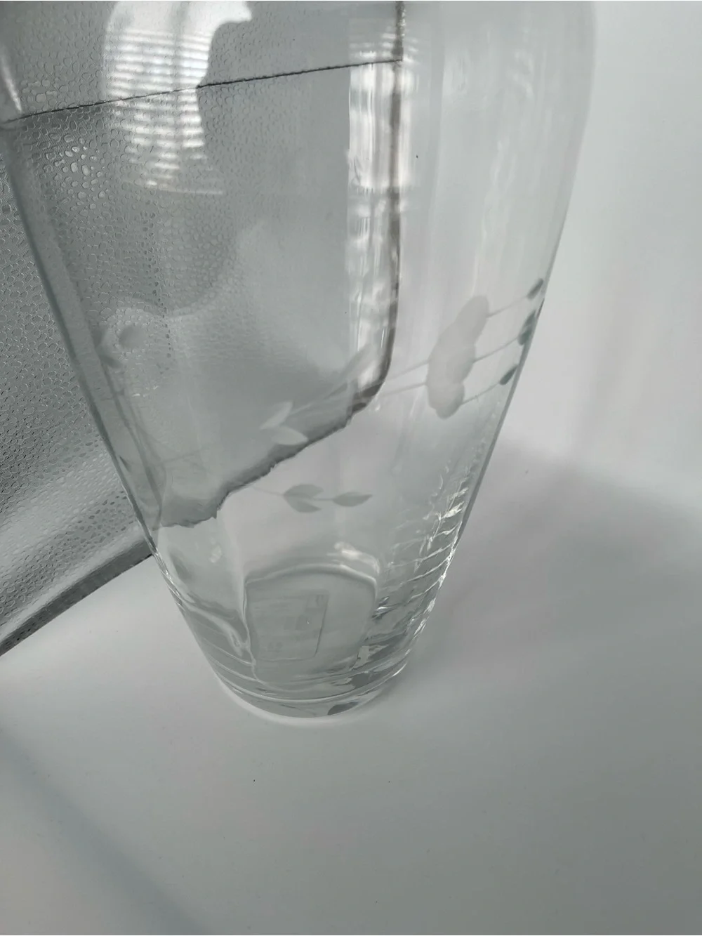 Clear Etched Glass Bud Vase - Elegant Floral Design